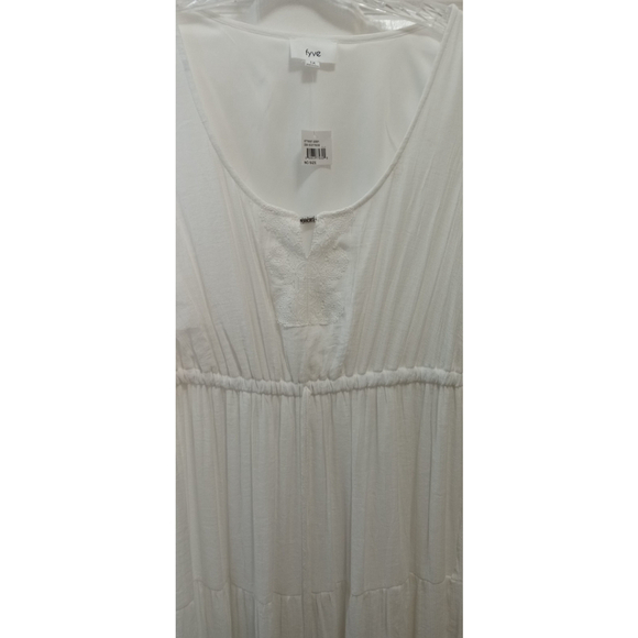 Fyve Womens Sleeveless Maxi Dress Sz 1X Tiered White Cottagecore Boho PeasantNWT - Picture 8 of 9
